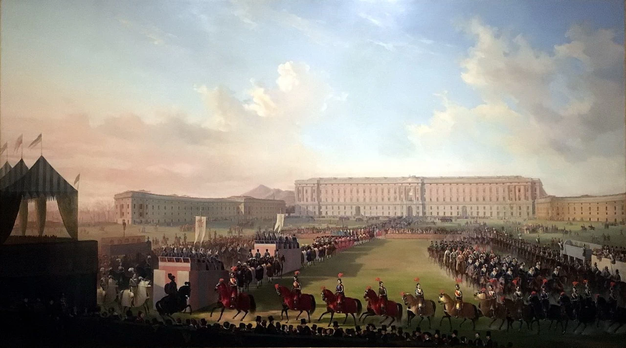 Torneo dato da Ferdinando II davanti alla reggia - Portici, Reggia di Caserta